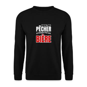 amenez-moi pêcher et donnez-moi une bière - Sweat-shirt Unisexe - noir - Devant - Alina (178cm) & Michal (187cm)
