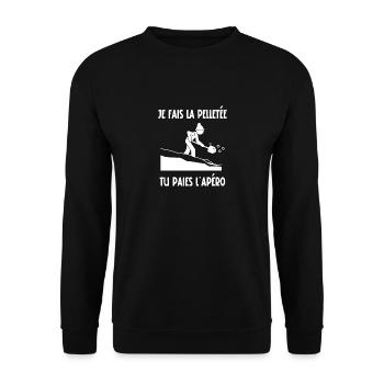 je fais la pelletée tu paies l'apéro - Sweat-shirt Unisexe - noir - Devant - Alina (178cm) & Michal (187cm)