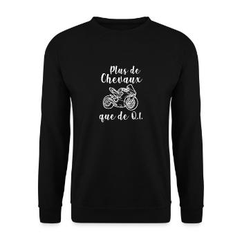 Plus de Chevaux que de QI - Sweat-shirt Unisexe - noir - Devant - Alina (178cm) & Michal (187cm)