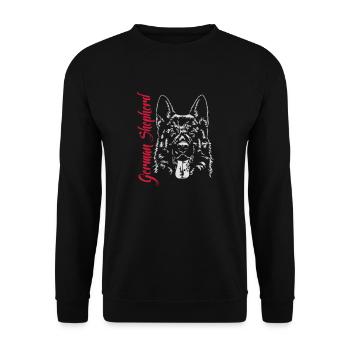GERMAN SHEPHERD dog Hund Hunde Wilsigns - Unisex Pullover - Schwarz - Vorne - Alina (178cm) & Michal (187cm)