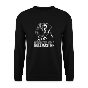 BULLMASTIFF Life better dog saying dogs Wilsigns - Unisex Sweatshirt - black - Front - Alina (178cm) & Michal (187cm)