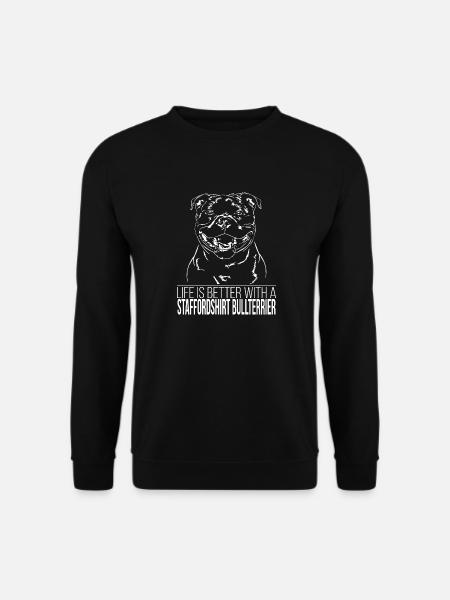 STAFFORDSHIRE BULLTERRIER Life is better Wilsigns - Unisex Pullover - Schwarz