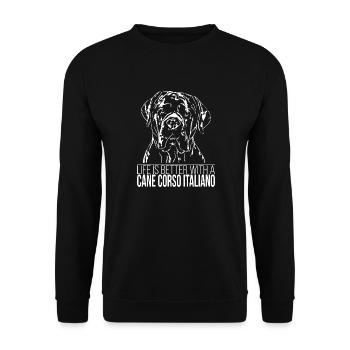 CANE CORSO ITALIANO Life is better saying Wilsigns - Unisex Sweatshirt - black - Front - Alina (178cm) & Michal (187cm)