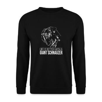 GIANT SCHNAUZER LIFE is better Chien Wilsigns - Sweat-shirt Unisexe - noir - Devant - Alina (178cm) & Michal (187cm)