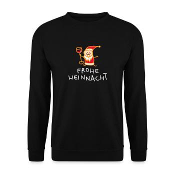 Weihnachtsmann mit Wein (b) - Unisex Pullover - Schwarz - Vorne - Alina (178cm) & Michal (187cm)