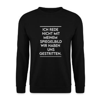 Spiegelbild - gestritten - Unisex Pullover - Schwarz - Vorne - Alina (178cm) & Michal (187cm)