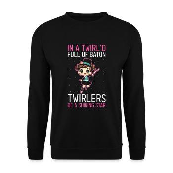 Stocktanz Design für Stabtänzerin - Unisex Pullover - Schwarz - Vorne - Alina (178cm) & Michal (187cm)