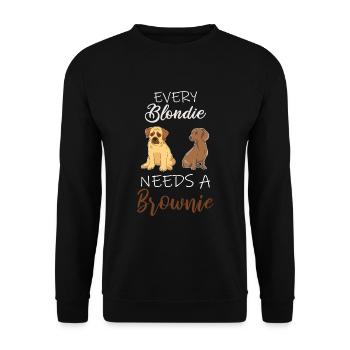 Every Blondie needs a Brownie - Unisex Sweatshirt - black - Front - Alina (178cm) & Michal (187cm)