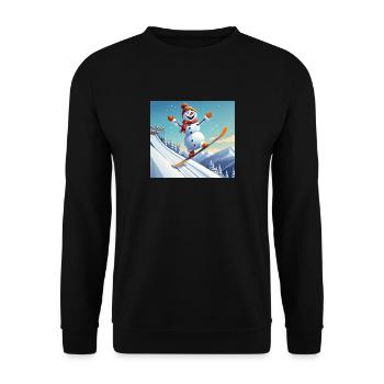 Snowman on Snowboard – Jump into Winter - Unisex Sweatshirt - black - Front - Alina (178cm) & Michal (187cm)