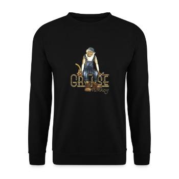 Funny Grease Monkey Mechanic - Unisex Sweatshirt - black - Front - Alina (178cm) & Michal (187cm)