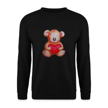 Herzbär - Unisex Pullover - Schwarz - Vorne - Alina (178cm) & Michal (187cm)
