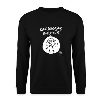 Der Kleine Meier - Klugscheißer zur Stelle - Unisex Pullover - Schwarz - Vorne - Alina (178cm) & Michal (187cm)
