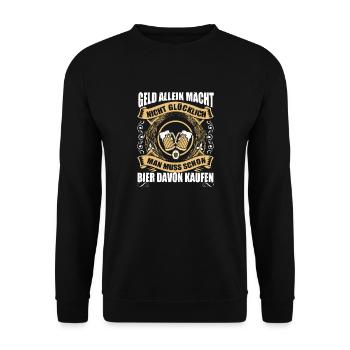 Bier kaufen - Unisex Pullover - Schwarz - Vorne - Alina (178cm) & Michal (187cm)