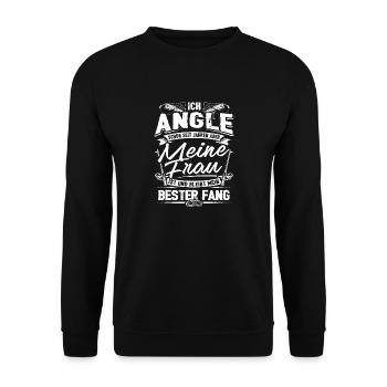 Angler T-Shirt - Meine Frau Ist Mein Bester Fang - Unisex Pullover - Schwarz - Vorne - Alina (178cm) & Michal (187cm)