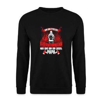 Feuerwehr - Feuerwehrpapa - Unisex Pullover - Schwarz - Vorne - Alina (178cm) & Michal (187cm)