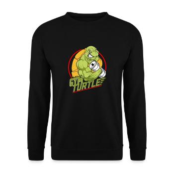Gym Turtle Gym Design - Unisex Pullover - Schwarz - Vorne - Alina (178cm) & Michal (187cm)