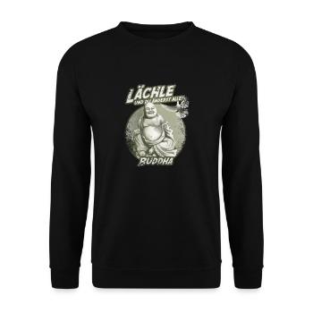buddha liebe lächeln - Unisex Pullover - Schwarz - Vorne - Alina (178cm) & Michal (187cm)