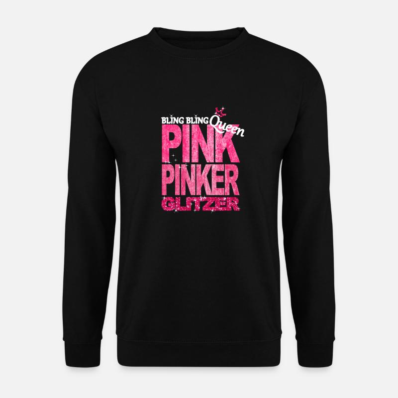 Bling Queen Pink Glitzer Prinzessin Geburtstag - Unisex Pullover - Schwarz
