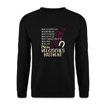BELGISCHES-KALTBLUT- mein - Unisex Pullover - Schwarz - Vorne - Alina (178cm) & Michal (187cm)