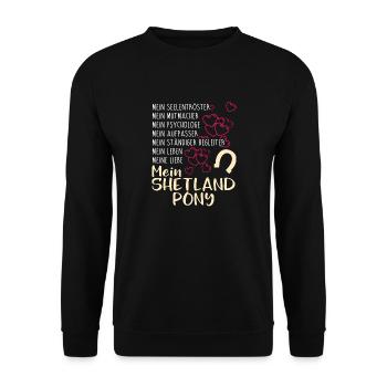 SHETLAND-PONY - mein - Unisex Pullover - Schwarz - Vorne - Alina (178cm) & Michal (187cm)