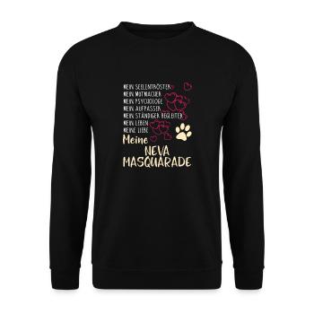 NEVA-MASQUARADE -Katze - Unisex Pullover - Schwarz - Vorne - Alina (178cm) & Michal (187cm)