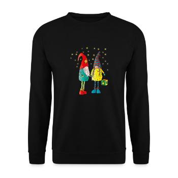 Weihnachtswichteln - Unisex Pullover - Schwarz - Vorne - Alina (178cm) & Michal (187cm)