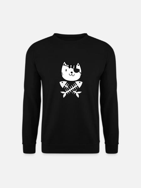 Katzen-Pirat - Unisex Pullover - Schwarz