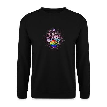 Homosexuell Stolz menschliches Herz - Unisex Pullover - Schwarz - Vorne - Alina (178cm) & Michal (187cm)