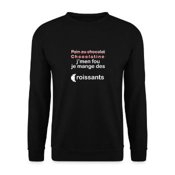 Pain au chocolat chocolatine croissants - Sweat-shirt Unisexe - noir - Devant - Alina (178cm) & Michal (187cm)