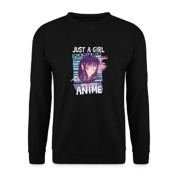 Just A Girl Who Loves Anime Kawaii Manga Teen Girl - Unisex Pullover - Schwarz - Vorne - Alina (178cm) & Michal (187cm)