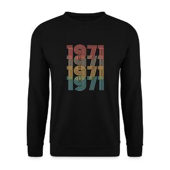 Jahrgang 1971 - Unisex Pullover - Schwarz - Vorne - Alina (178cm) & Michal (187cm)
