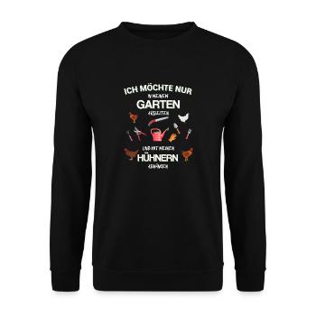 Garten Gärtner Gartenarbeit Hühner Geschenkidee - Unisex Pullover - Schwarz - Vorne - Alina (178cm) & Michal (187cm)