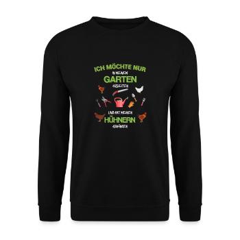 Garten Gärtner Gartenarbeit Hühner Geschenkidee - Unisex Pullover - Schwarz - Vorne - Alina (178cm) & Michal (187cm)