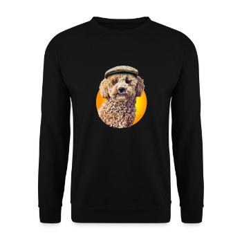 Pudel Pepe mit Mütze - Unisex Pullover - Schwarz - Vorne - Alina (178cm) & Michal (187cm)