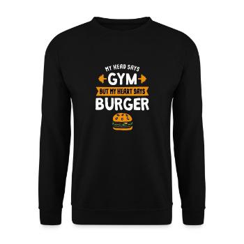 Logo gym vs burger - Sweat-shirt Unisexe - noir - Devant - Alina (178cm) & Michal (187cm)