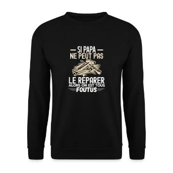 Papa bricoleur - Sweat-shirt Unisexe - noir - Devant - Alina (178cm) & Michal (187cm)