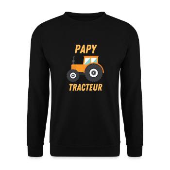 Papy tracteur orange idées cadeaux agriculture - Sweat-shirt Unisexe - noir - Devant - Alina (178cm) & Michal (187cm)