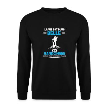 La Vie est plus belle en Randonnée humour cadeau - Sweat-shirt Unisexe - noir - Devant - Alina (178cm) & Michal (187cm)