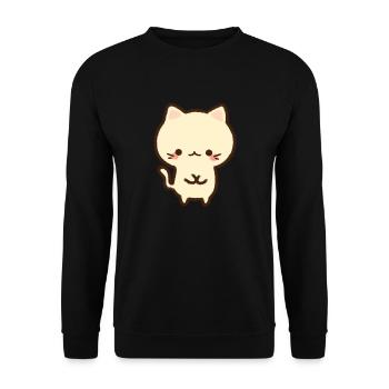 Chat guimauve kawaii pour les fans d’anime - Sweat-shirt Unisexe - noir - Devant - Alina (178cm) & Michal (187cm)