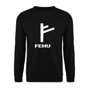 Wikinger Rune Fehu - Unisex Pullover - Schwarz - Vorne - Alina (178cm) & Michal (187cm)