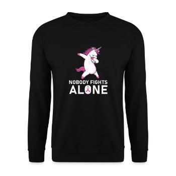 Personne ne lutte seul contre le cancer du sein - Sweat-shirt Unisexe - noir - Devant - Alina (178cm) & Michal (187cm)