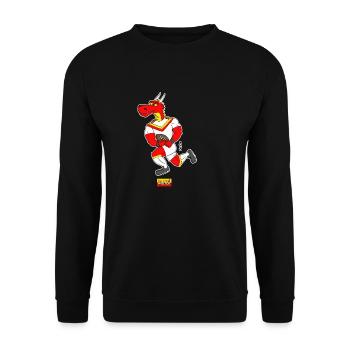 Katalanischer Drachen-Rugbyspieler - Unisex Pullover - Schwarz - Vorne - Alina (178cm) & Michal (187cm)