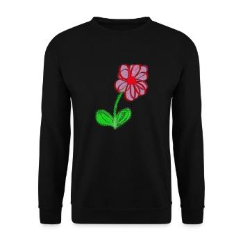 Fleur rouge peinte à la main pixel de fleur abstraite - Sweat-shirt Unisexe - noir - Devant - Alina (178cm) & Michal (187cm)