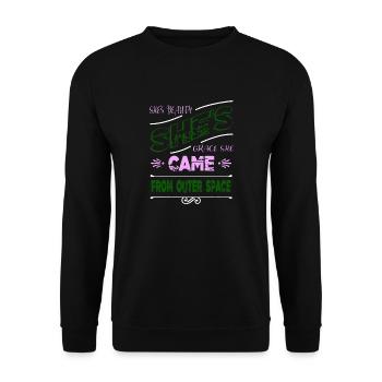 alien loving kid present aliens - Unisex Pullover - Schwarz - Vorne - Alina (178cm) & Michal (187cm)