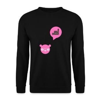 I HATE HATERs, Unlieb, Lieb, Hasserfüllt, Hassen - Unisex Pullover - Schwarz - Vorne - Alina (178cm) & Michal (187cm)