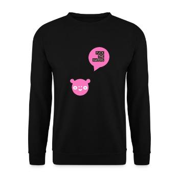 I HATE HATERS, Unzufrieden, Aggressiv, Abneigung, - Unisex Pullover - Schwarz - Vorne - Alina (178cm) & Michal (187cm)