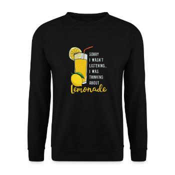 Denken Sie an Zitronen Sommerlimonadenfrüchte - Unisex Pullover - Schwarz - Vorne - Alina (178cm) & Michal (187cm)