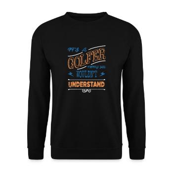 golfjersey funnygolfgift happy fun golf shirt - Unisex Sweatshirt - black - Front - Alina (178cm) & Michal (187cm)