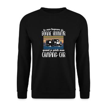 Toujours de bonne humeur camping humour retraite - Sweat-shirt Unisexe - noir - Devant - Alina (178cm) & Michal (187cm)