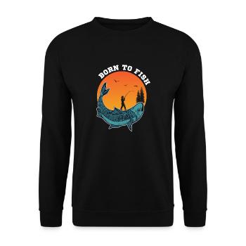 Angel Fishing Angler Born to Fish Fishing - Unisex Sweatshirt - black - Front - Alina (178cm) & Michal (187cm)